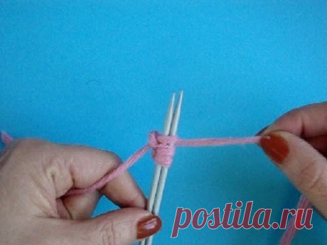 Вязание спицами Урок 14 Набор петель с указательного пальца Knitting cast on