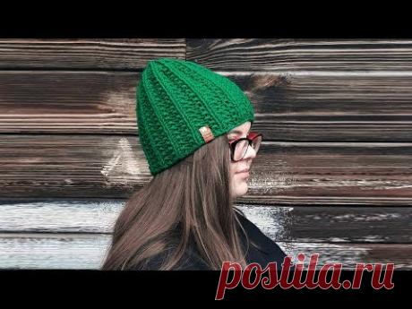 Шапка польской резинкой по кругу