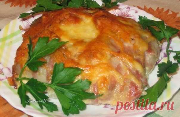 Грибная картошечка в мясном мешочке.