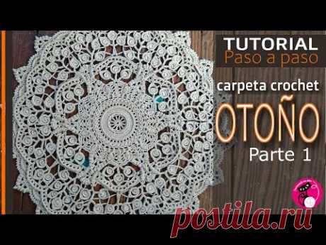 Parte 1: Carpeta OTOÑO Carpeta mandala crochet EN ESPAÑOL! Paso a paso. Vueltas 1 y 2