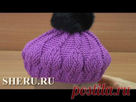 Теплая шапка с 3Д листиками Урок 271 - YouTube