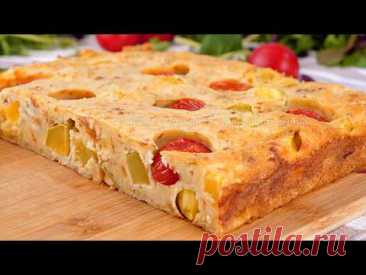 🥧 Закусочный Заливной Пирог-Запеканка с копченым Сыром, Цукини и Помидорами🧀🍅 Сырно-овощной Клафути🥧