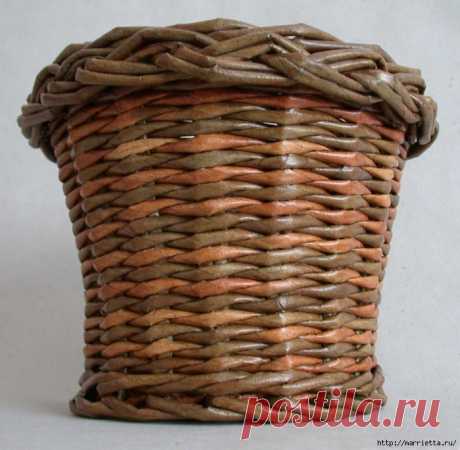 Плетение из газет -- корзинка своими руками(МК)