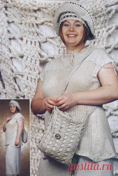 Блузон, шляпа и сумочка - ВЯЗАНАЯ МОДА+ ДЛЯ НЕМОДЕЛЬНЫХ ДАМ - Страна Мам