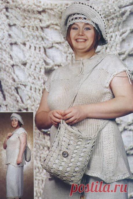 Блузон, шляпа и сумочка - ВЯЗАНАЯ МОДА+ ДЛЯ НЕМОДЕЛЬНЫХ ДАМ - Страна Мам