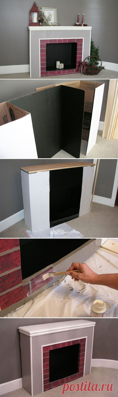 (21) How to Make a Cardboard Christmas Fireplace
