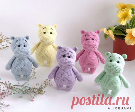 PDF Бегемотик крючком. FREE crochet pattern; Аmigurumi animal patterns. Амигуруми схемы и описания на русском. Вязаные игрушки и поделки своими руками #amimore - Бегемот, маленький бегемотик.