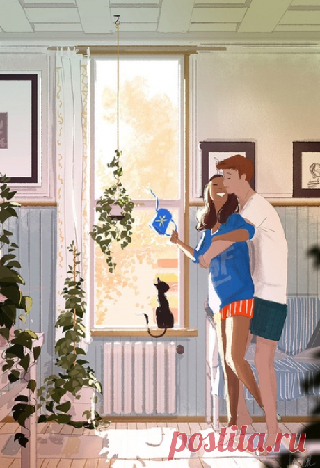 Картины Паскаля Кэмпиона (Pascal Campion): Вдвоём хорошо в любую погоду..
