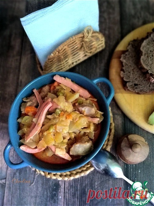 Мясная солянка с капустой в сметане – кулинарный рецепт