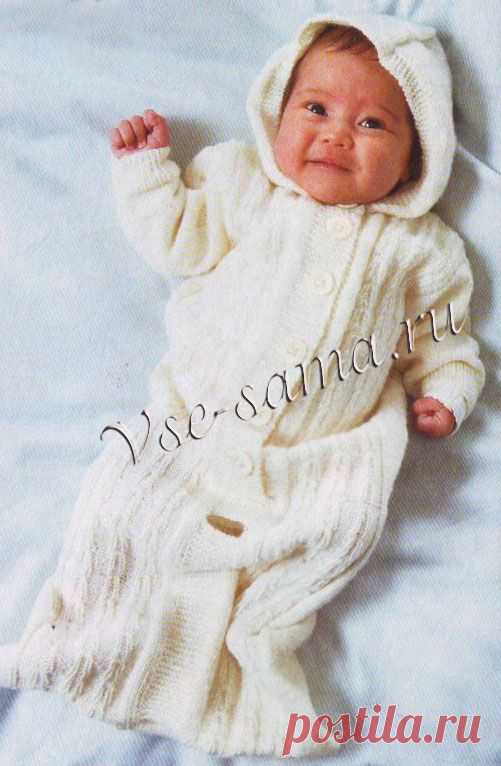 Конверт с капюшоном - Конверты для малышей спицами