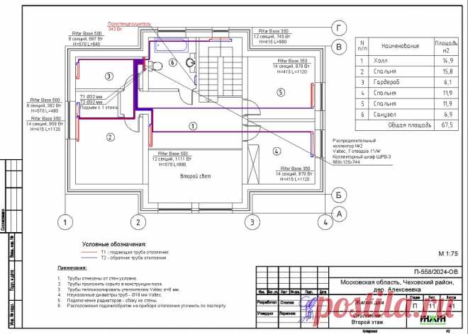 Проект отопления частного дома, пример 2202