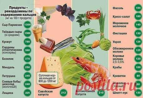 Продукты с самым высоким содержанием кальция
