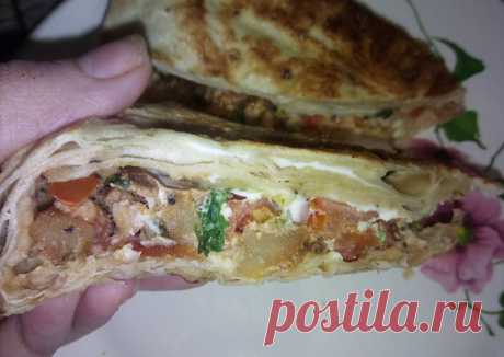 Закрытый пирог из лаваша с мясной начинкой - пошаговый рецепт с фото. Автор рецепта Аракся . - Cookpad