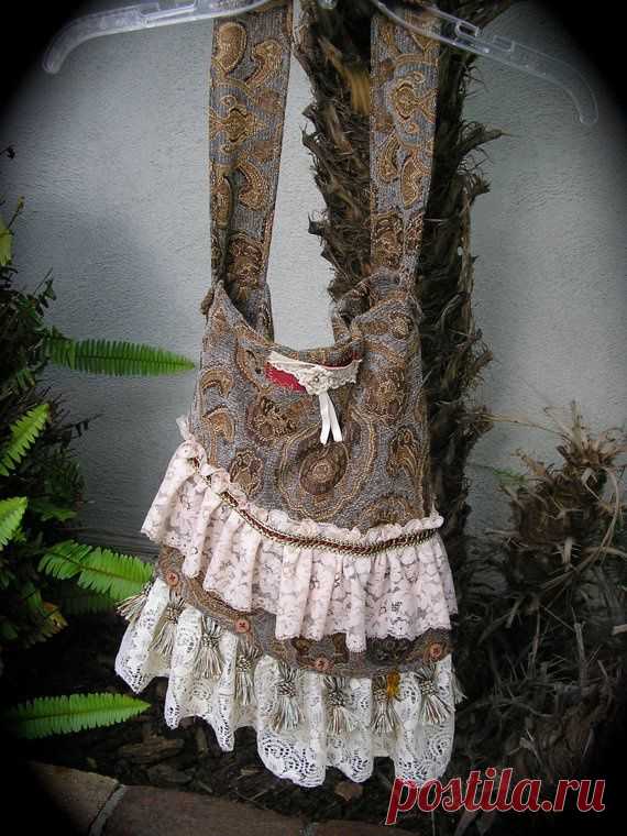 Lacey Bohemian Bag, tassel fringe shoulder bag, ruffled lace, baroque…