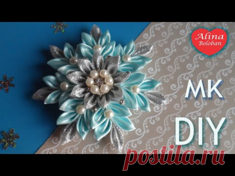 Новогодняя Снежинка Канзаши МК / Christmas Snowflake kanzashi DIY