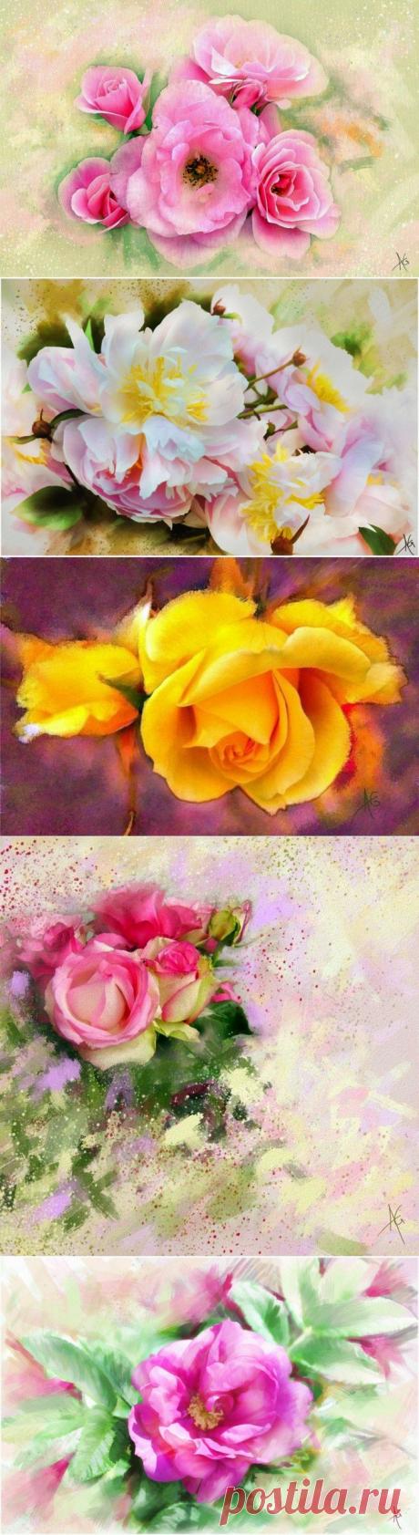 Цветочная акварель Alberto Guillen