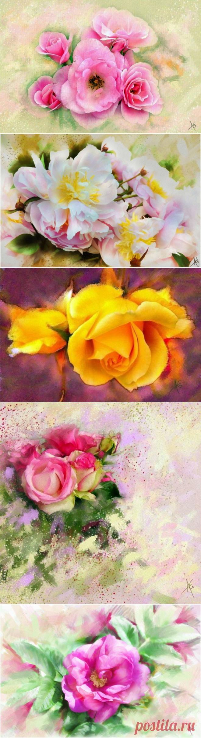 Цветочная акварель Alberto Guillen