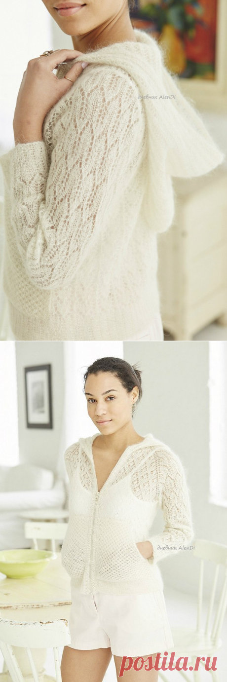ХУДИ-ЛЁГКИЙ КАРДИГАН С КАПЮШОНОМ/LACE HOODIE BY BROOKE NICO ,VOGUE KNITTING SPRING/SUMMER 2017