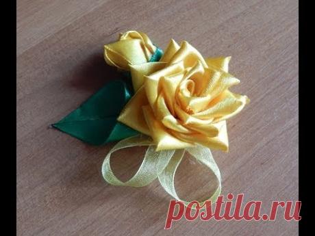Цветы из ткани. Как сделать розу из узкой атласной ленты.DIY.Rose