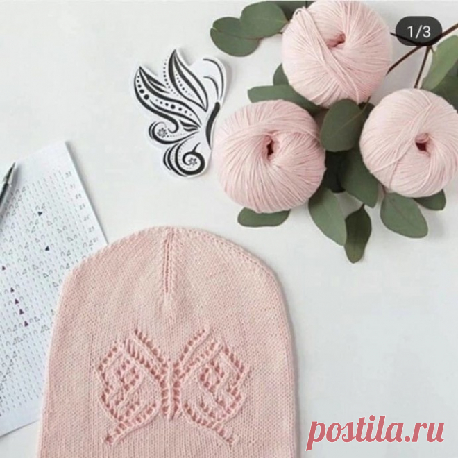 Узор &laquo;бабочка&raquo; для вязания легкой детской шапочки спицами