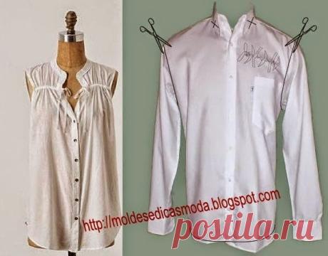 RECICLAGEM DE CAMISA - 7 | Moldes Dicas Moda A publicação de hoje tem como tema a reciclagem criativa de camisa de homem. Tal como sugere a imagem transforme as camisas que deixaram de ter uso em blusa de senhora. Reciclagem criativa de camisa de homem com desenho da transformação O tema reciclagem passou a fazer parte do nosso…