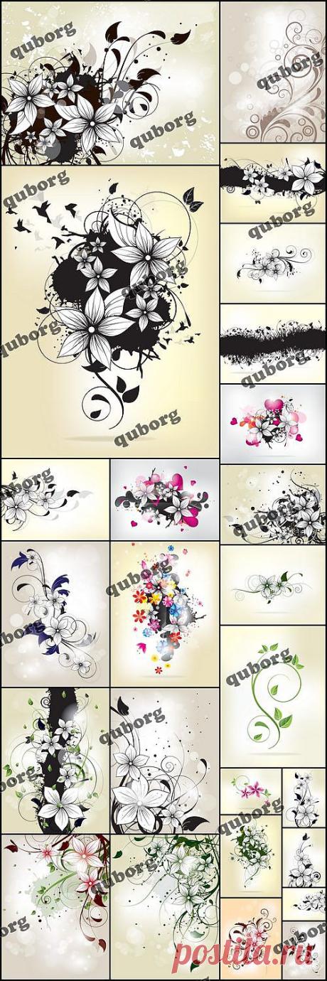 Stock Vector - Grunge Florals » RandL.ru - Все о графике, photoshop и дизайне. Скачать бесплатно photoshop, фото, картинки, обои, рисунки, иконки, клипарты, шаблоны.