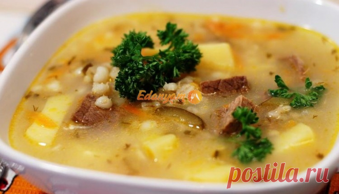 Рассольник с перловкой