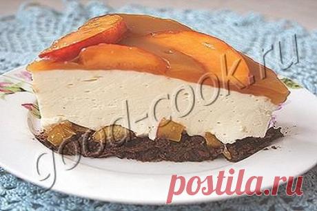 Хорошая кухня - творожный торт-суфле с персиками на вафельной основе. Кулинарная книга рецептов. Салаты, выпечка.