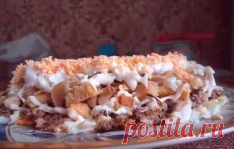 Вкуснейший салат со шпротами и грибами