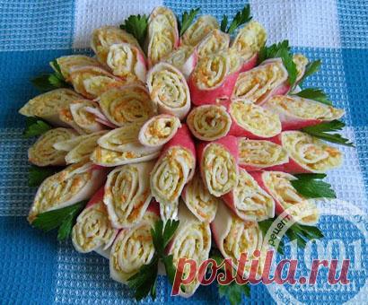 Хризантема из крабовых палочек » Женский Мир