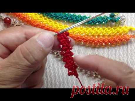PULSERAS CROCHET PUNTO PETATILLO Y CRISTALES