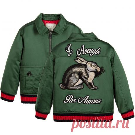 Gucci - Boys Green Satin Padded Jacket | Childrensalon
