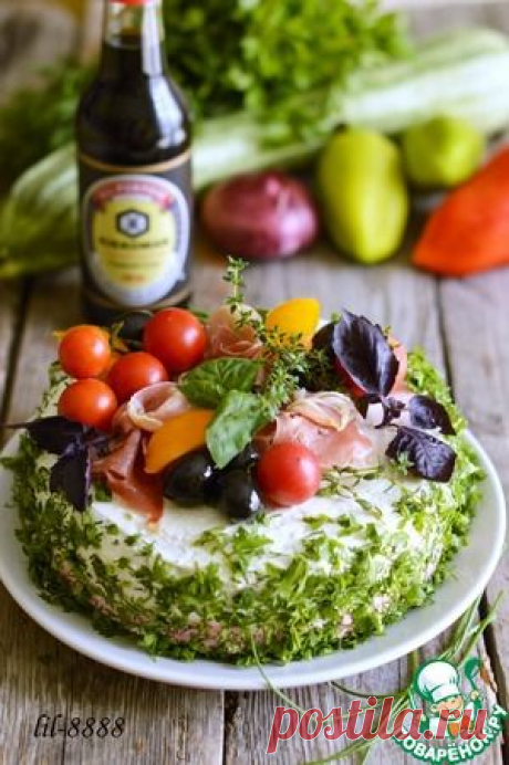 Закусочный овощной торт с сырным кремом - кулинарный рецепт
