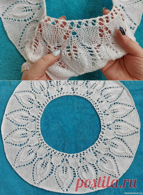 Ажурная горловинка. Видео МК | Вязание спицами для начинающих
