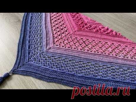 VELA FLOWER SHAWL - TRIANGLE SHAWL CROCHET PATTERN (FREE)