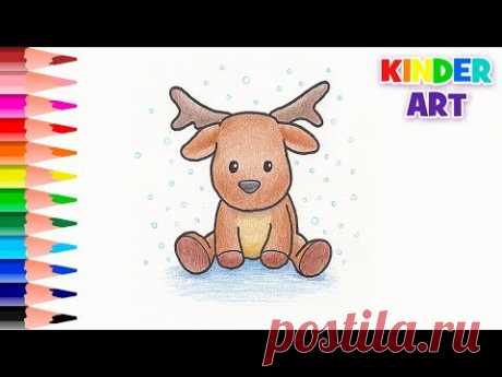 Как нарисовать северного оленя поэтапно| How to draw a raindeer
