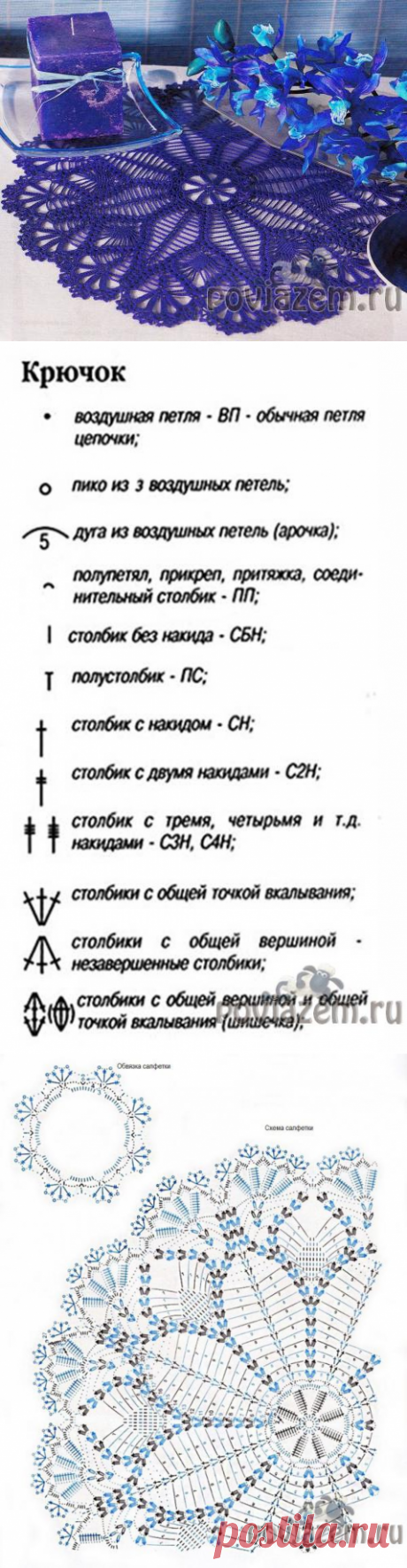 Салфетки крючком, «Фиолетовый ажур»