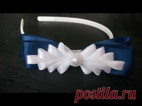 КАНЗАШИ ДЛЯ НАЧИНАЮЩИХ ОБОДОК С БАНТИКОМ Kanzashi  FOR BEGINNERS BEZEL with bows