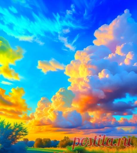 Иллюстрация к моему стихотворению ЛЕТНЕГО НЕБА СПЕЛОСТЬ... (нейросеть Кандинский 2.2).