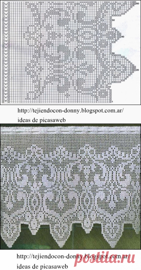crochet fabric , CROCHET - GANCHILLO - PATRONES - GRAFICOS: CORTINA TEJIDA A GANCHILLO