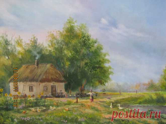 Казачий курень.Х.Масло.50х60см