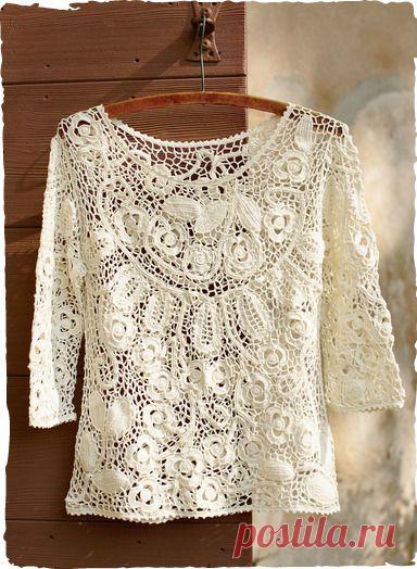 Pima Cotton Heirloom Lace Top - Sweaters