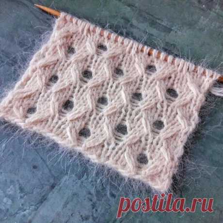 Ажурные ромбы из удлиненных петель