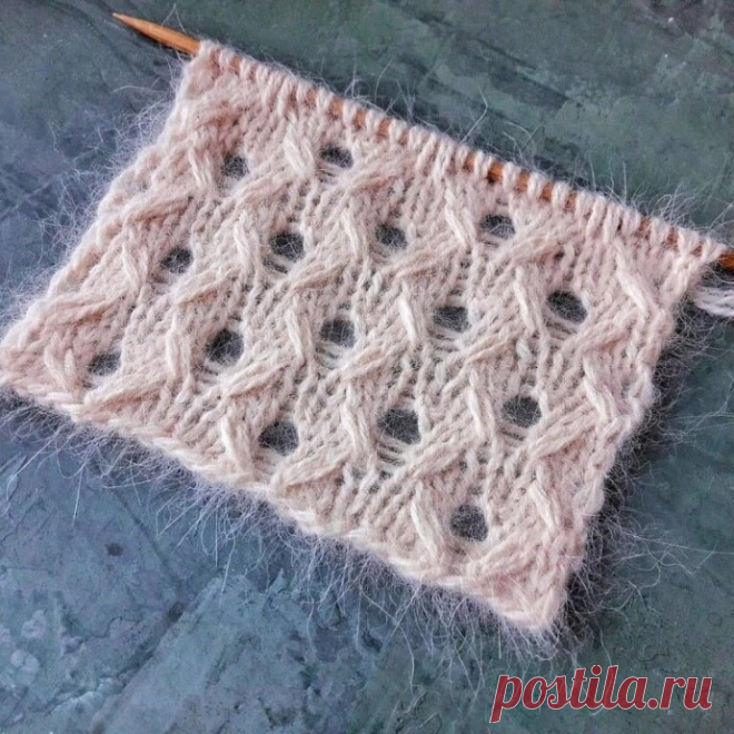 Ажурные ромбы из удлиненных петель