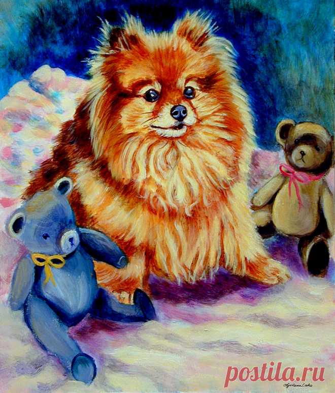 Cutie Pie - Pomeranian by Lyn Cook Cutie Pie - Pomeranian Painting by Lyn Cook