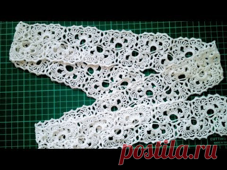 Вязаное ленточное кружево / Как связать ленточное кружево крючком / часть 2