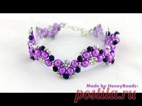 Half Moon Bracelet Beading Tutorial by HoneyBeads1 #beading #tutorial - YouTube