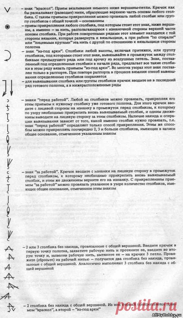 Условные обозначения для вязания крючком - Вязание крючком. Узоры