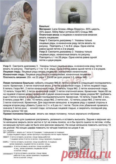 Как связать шарф капор спицами – схема вязания с описанием и фото — Пошивчик одежды
