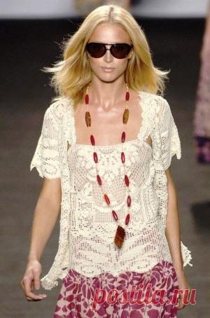 Вяжем модели с подиума: жакет и топ в филейной технике - САМОБРАНОЧКА рукодельницам, мастерицам